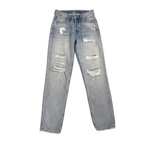 H&M Jeans Distressed Boyfriend Low Waist Button Fly Denim Size Women's 0